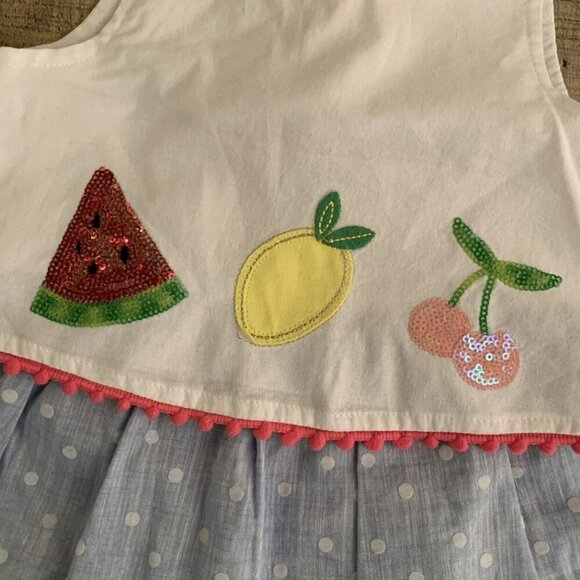 Mud Pie Baby Girls Size 6-9M Open Back Fruit Dress - Picture 2 of 8